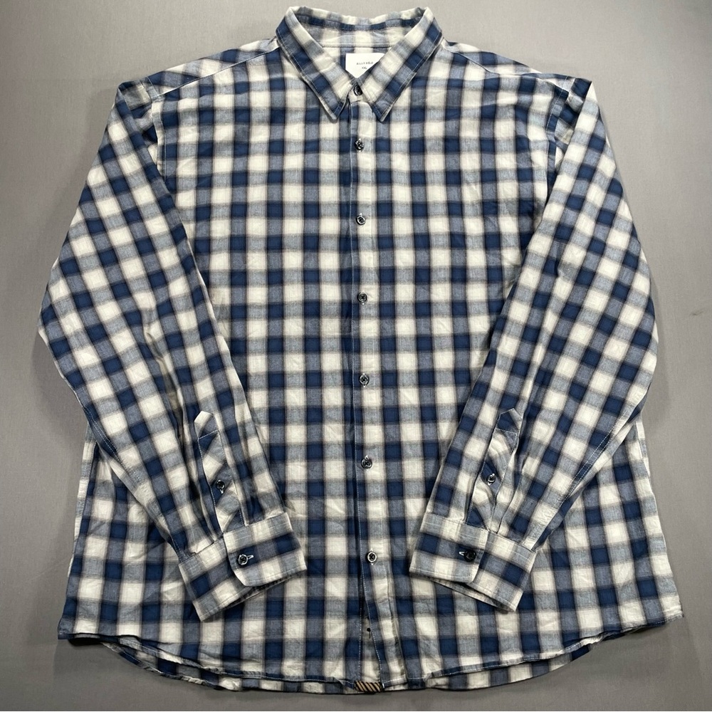 Billy Reid Standard Fit Plaid Checkered Button Down Shirt; Green/Cream - Men XXL